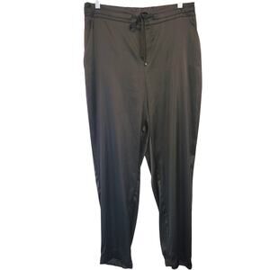 Joseph Ribkoff Black Satin Jogger Pants Sz 10 Drawstring Waist Tapered Ankle